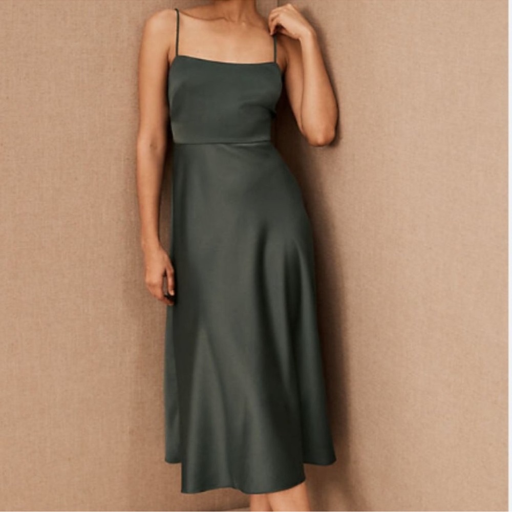 BHLDN Leti Midi Dress in Forest Green Women’s Size 2